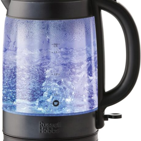 Russell Hobbs Electic Kettle [1.7L] Illuminated Glass Kettle Matte Black